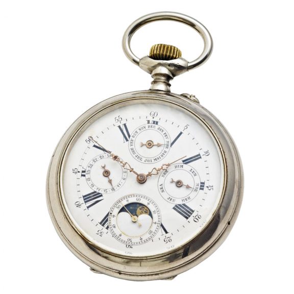 Swiss steel open faced complicated lever watch Circa 1890
