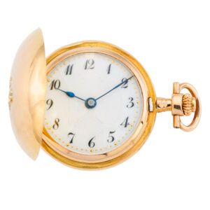 Small German 18K gold hunting cased keyless lever Circa 1900