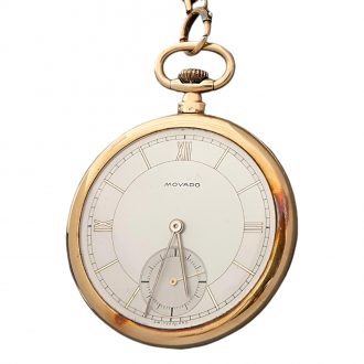 Swiss 18K gold open faced keyless pocket watch Circa 1950