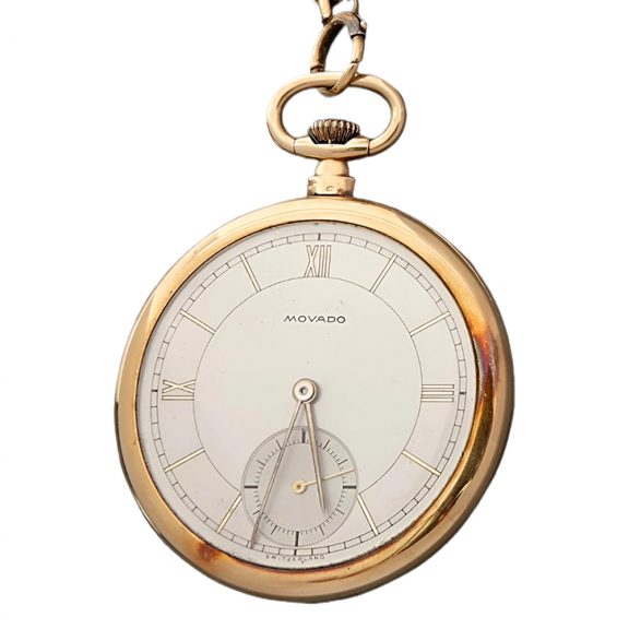 Swiss 18K gold open faced keyless pocket watch Circa 1950