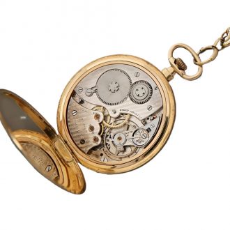 Swiss 18K gold open faced keyless pocket watch Circa 1950