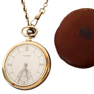 Swiss 18K gold open faced keyless pocket watch Circa 1950