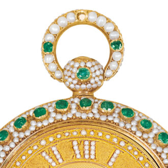 Swiss gold, pearl and emerald-set pocket watch Circa 1830