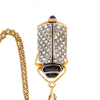 Swiss gold oval watch in custom made beetle form case Circa 1930