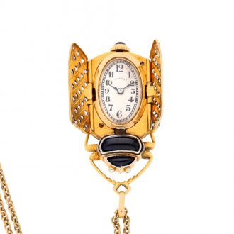 Swiss gold oval watch in custom made beetle form case Circa 1930