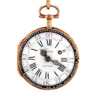 French multicolour gold watch with matching chatelaine Circa 1775
