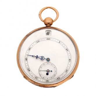 Swiss gold open faced jump hour cylinder pocket watch Circa 1830