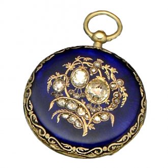 Swiss 18K gold lady’s pendant watch with diamonds Circa 1840