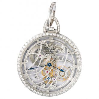 Swiss platinum skeleton pendant watch with diamonds Circa 1994