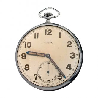 Swiss steel open faced watch with ivory dial Circa 1930