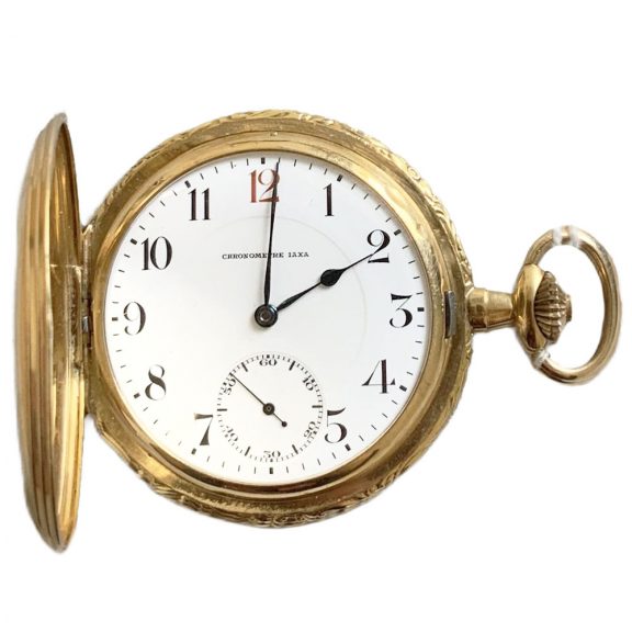 Fine Swiss 18K gold hunting cased pocket chronometer Circa 1930