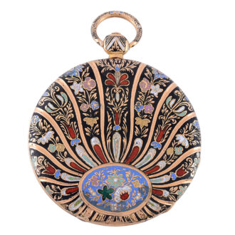 Swiss gold and enamel open faced cylinder watch Circa 1850