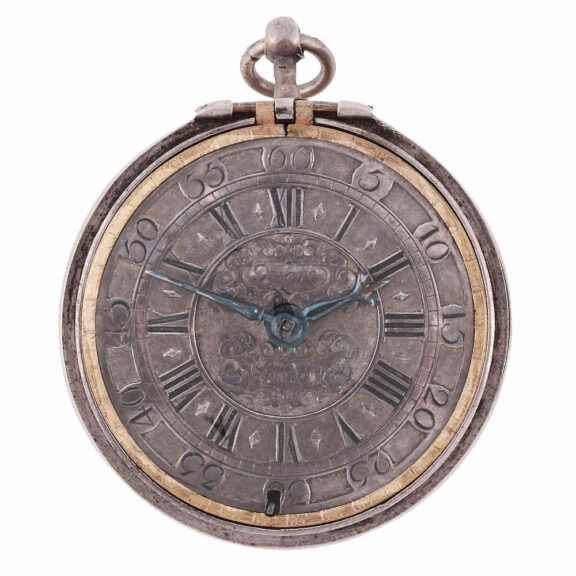 Early English silver pair cased verge pocket watch Circa 1695