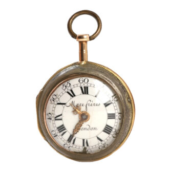 An 18th century gold pair cased verge fusee pocket watch