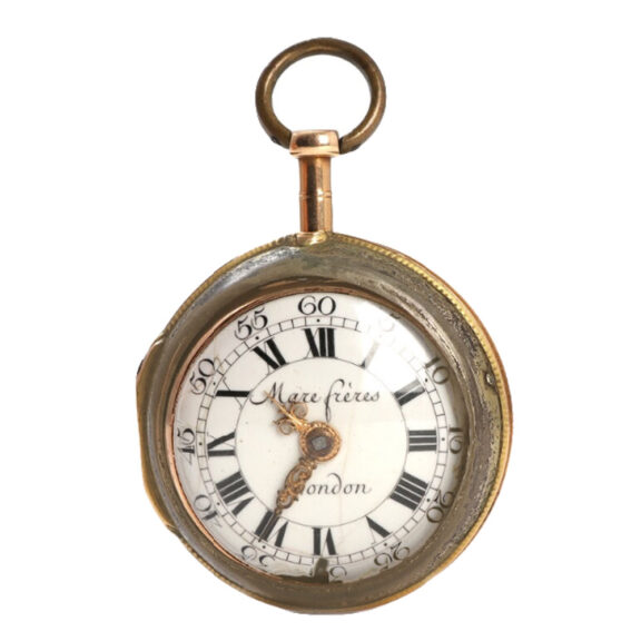 An 18th century gold pair cased verge fusee pocket watch