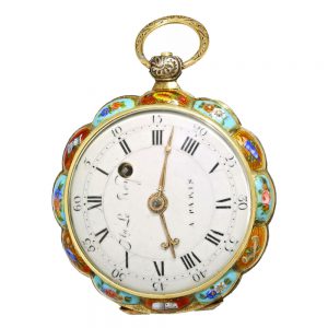 Enamel verge pocket watch with a rare case Circa 1800