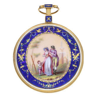 Gold and enamel pocket watch, virgule escapement Circa 1800