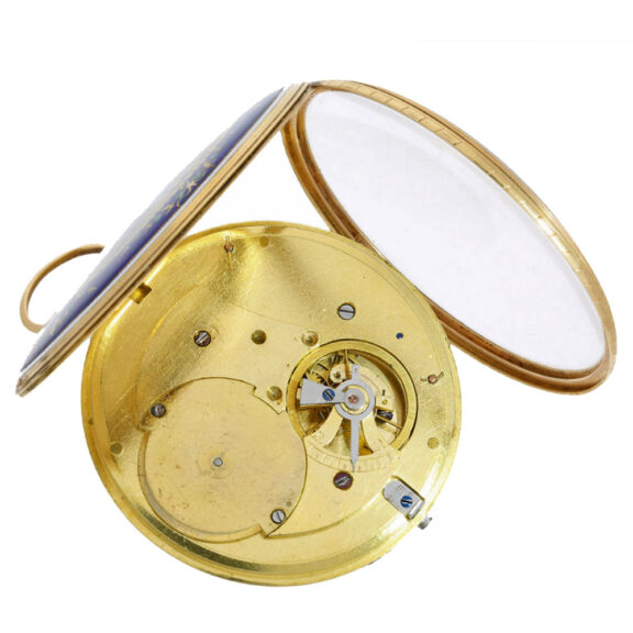 Gold and enamel pocket watch, virgule escapement Circa 1800 Gold and enamel pocket watch, virgule escapement Circa 1800