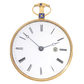 Gold and enamel pocket watch, virgule escapement Circa 1800
