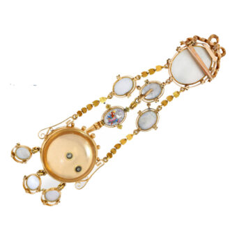 French gold and enamel chatelaine brooch watch Circa 1850