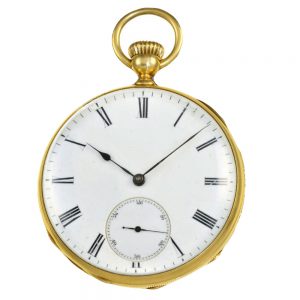 Early Swiss 18 K gold open faced anker chronometer Circa 1865