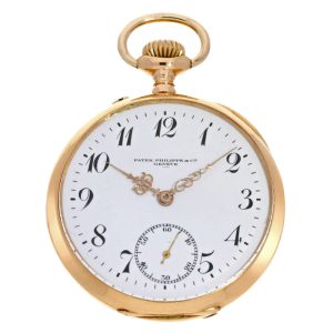 Fine Swiss 18k gold open faced lever pocket watch Circa 1901
