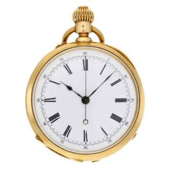Fine Swiss 18k gold open faced lever chronograph Circa 1880