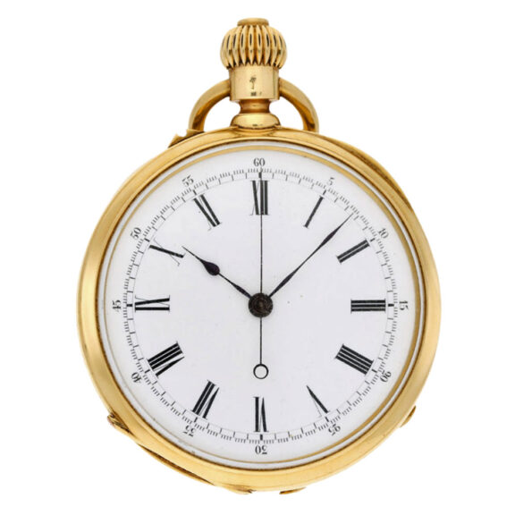 Fine Swiss 18k gold open faced lever chronograph Circa 1880