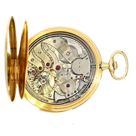 Swiss gold open faced minute repeating watch Circa 1905 Swiss gold open faced minute repeating watch Circa 1905