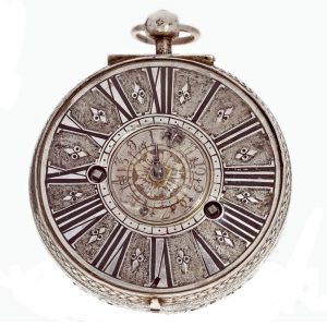 Silver one hand pocket watch with alarm Paris circa 1700