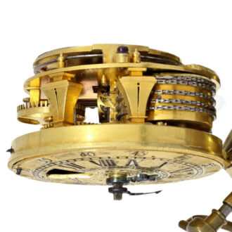 Gilt pocket watch with enamel portrait and automaton Circa 1690