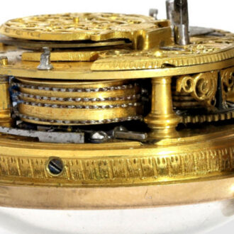 20 Carat gold repoussé verge pocket watch repeater Circa 1700