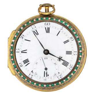 Very big carriage clock enamel pocket watch with pearls Circa 1780
