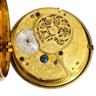 Very big carriage clock enamel pocket watch with pearls Circa 1780