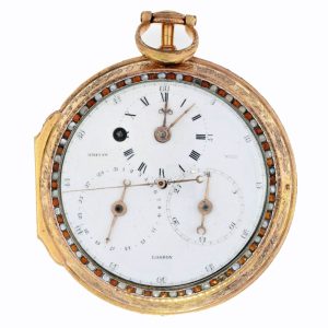 Gilt rare double faced astronomical coach clock Circa 1780