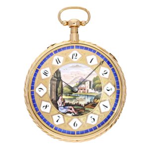 Swiss 18K gold repeating musical cylinder watch Circa 1815