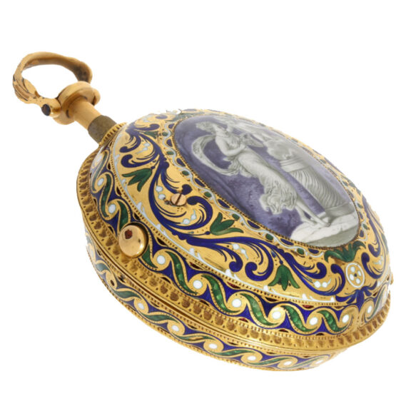 Gold and enamel pair cases verge watch 1/8 hours repeater Circa 1770 Gold and enamel pair cases verge watch 1/8 hours repeater Circa 1770