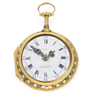 Gold and enamel pair cases verge watch 1/8 hours repeater Circa 1770