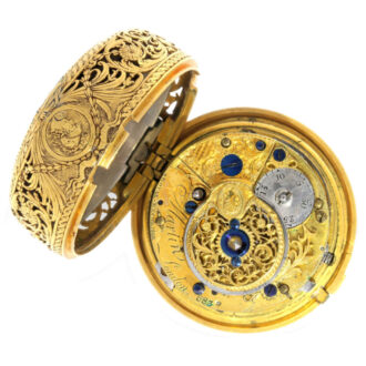 Gold and enamel pair cases verge watch 1/8 hours repeater Circa 1770