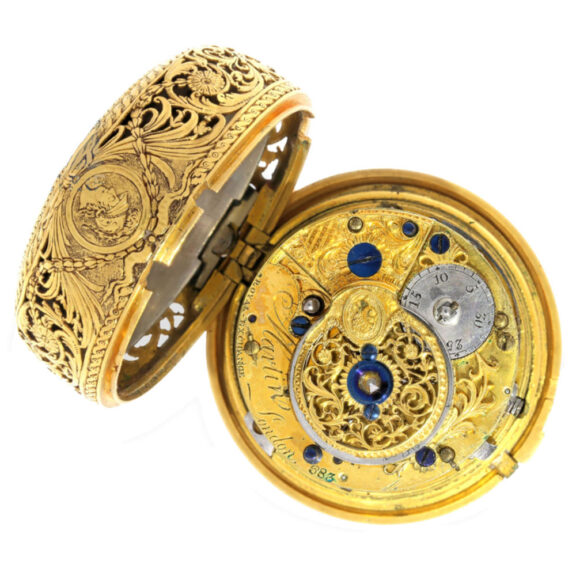 Gold and enamel pair cases verge watch 1/8 hours repeater Circa 1770 Gold and enamel pair cases verge watch 1/8 hours repeater Circa 1770