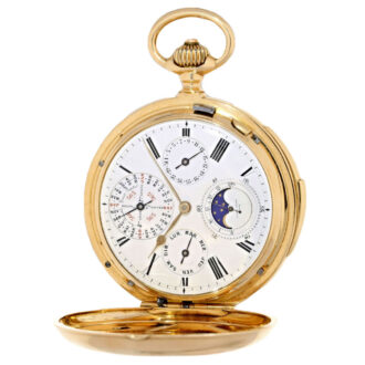 Gold hunter case with 7 complications, perpetual calendar etc. Circa 1883
