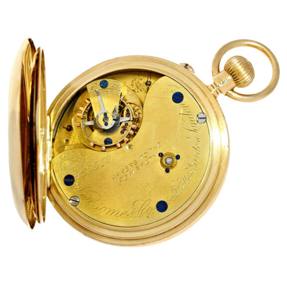 English 18k gold lever deck watch with carrousel Circa 1896 English 18k gold lever deck watch with carrousel Circa 1896