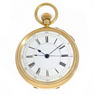 English pocket watch with stoppable center seconds Circa 1894