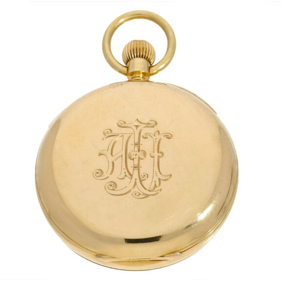 English pocket watch with stoppable center seconds Circa 1894 English pocket watch with stoppable center seconds Circa 1894