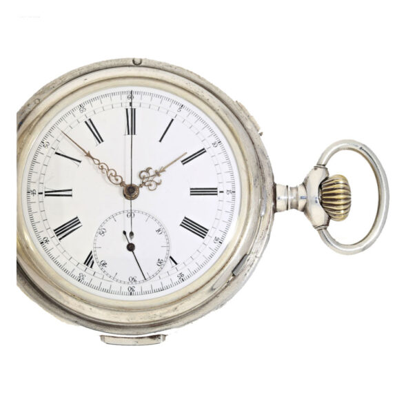 English silver full hunter cased repeating chronograph Circa 1900
