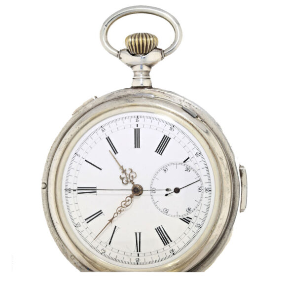 English silver hunting cased repeating chronograph Circa 1900 English silver hunting cased repeating chronograph Circa 1900