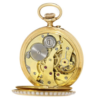 Gold enamel ladies watch with half pearls Circa 1900