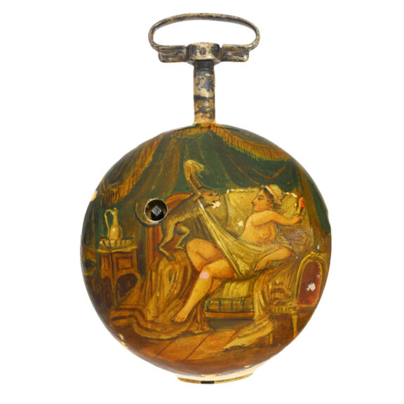 Italian paircase verge watch with erotic scene Circa 1800 Italian paircase verge watch with erotic scene Circa 1800