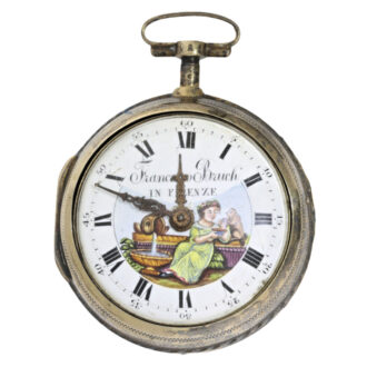 Italian paircase verge watch with erotic scene Circa 1800