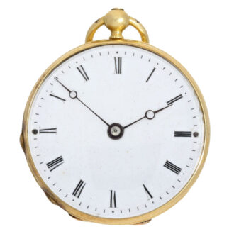 Gold and enamel miniature watch with pearls Circa 1850